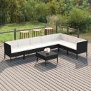 8-tlg. Garten-Lounge-Set mit Auflagen Poly Rattan Schwarz