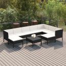 10-tlg. Garten-Lounge-Set mit Auflagen Poly Rattan Schwarz 