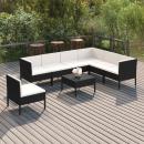 8-tlg. Garten-Lounge-Set mit Auflagen Poly Rattan Schwarz