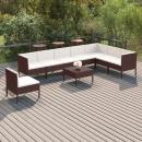 9-tlg. Garten-Lounge-Set mit Auflagen Poly Rattan Braun