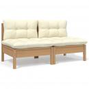 Gartensofa 2-Sitzer mit Creme Kissen Massivholz Kiefer