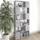 Bücherregal Raumteiler Betongrau 80x24x186 cm Holzwerkstoff