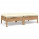 Gartensofa 2-Sitzer mit Creme Kissen Massivholz Kiefer