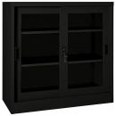 Schrank mit Schiebetür Schwarz 90x40x90 cm Stahl