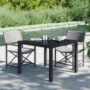 Gartentisch 90x90x75 cm Gehärtetes Glas Poly Rattan Schwarz 