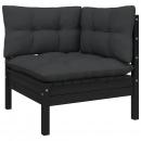 Garten-Ecksofa mit Kissen in Schwarz Massivholz Kiefer