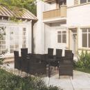 9-tlg. Garten-Essgruppe mit Kissen Poly Rattan Schwarz