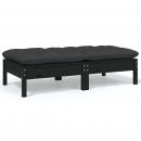 Gartensofa 2-Sitzer mit Kissen in Schwarz Massivholz Kiefer