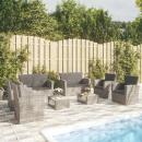 8-tlg. Garten-Lounge-Set mit Kissen Poly Rattan Grau