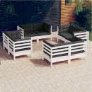 8-tlg. Garten-Lounge-Set mit Anthrazit Kissen Kiefernholz