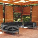 8-tlg. Garten-Lounge-Set mit Kissen Kiefer Massivholz