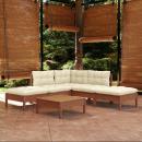 6-tlg. Garten-Lounge-Set mit Kissen Honigbraun Kiefernholz