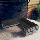 8-tlg. Garten-Lounge-Set mit Kissen Grau Massivholz Kiefer