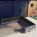 10-tlg. Garten-Lounge-Set mit Kissen Grau Kiefernholz