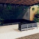 11-tlg. Garten-Lounge-Set mit Kissen Grau Kiefernholz