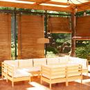 9-tlg. Garten-Lounge-Set mit Creme Kissen Massivholz Kiefer