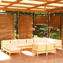 12-tlg. Garten-Lounge-Set mit Creme Kissen Massivholz Kiefer