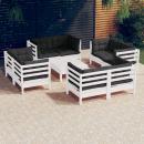 9-tlg. Garten-Lounge-Set mit Anthrazit Kissen Kiefernholz