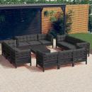 13-tlg. Garten-Lounge-Set mit Anthrazit Kissen Kiefernholz