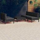 6-tlg. Garten-Lounge-Set mit Anthrazit Kissen Kiefernholz