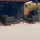 7-tlg. Garten-Lounge-Set mit Anthrazit Kissen Kiefernholz