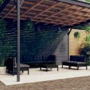 9-tlg. Garten-Lounge-Set mit Kissen Massivholz Kiefer