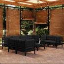 9-tlg. Garten-Lounge-Set mit Kissen Kiefer Massivholz