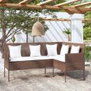 Sofa in L-Form mit Kissen Poly Rattan Braun