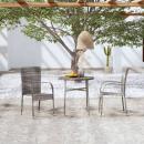 3-tlg. Garten-Essgruppe Poly Rattan Grau