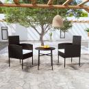 3-tlg. Garten-Essgruppe Poly Rattan Schwarz 