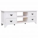 TV-Schrank Antik-Weiß 108x30x40 cm Massivholz Paulownia