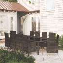 11-tlg. Garten-Essgruppe mit Kissen Poly Rattan Schwarz