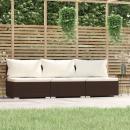 3-Sitzer-Sofa mit Kissen Braun Poly Rattan