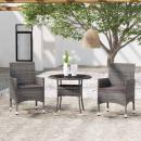 3-tlg. Garten-Essgruppe Poly Rattan Grau