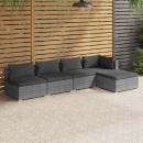 5-tlg. Garten-Lounge-Set mit Kissen Poly Rattan Grau