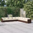 9-tlg. Garten-Lounge-Set mit Kissen Poly Rattan Braun