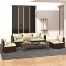 5-tlg. Garten-Lounge-Set mit Kissen Poly Rattan Braun