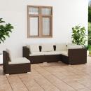 5-tlg. Garten-Lounge-Set mit Kissen Poly Rattan Braun