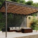 9-tlg. Garten-Lounge-Set mit Kissen Poly Rattan Braun