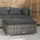 Garten-Fußhocker mit Kissen Grau 70x70x30 cm Poly Rattan