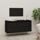 Wandschrank Schwarz 80x30x35 cm Massivholz Kiefer