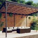 9-tlg. Garten-Lounge-Set mit Kissen Braun Poly Rattan