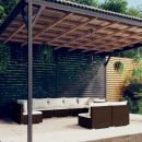 9-tlg. Garten-Lounge-Set mit Kissen Poly Rattan Braun