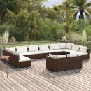 12-tlg. Garten-Lounge-Set mit Kissen Braun Poly Rattan