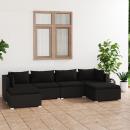 6-tlg. Garten-Lounge-Set mit Kissen Poly Rattan Schwarz