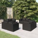 8-tlg. Garten-Lounge-Set mit Kissen Poly Rattan Schwarz