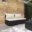 2-tlg. Garten-Lounge-Set mit Kissen Poly Rattan Schwarz