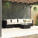 5-tlg. Garten-Lounge-Set mit Kissen Poly Rattan Schwarz