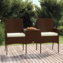 2-Sitzer Gartensofa mit Teetisch Poly Rattan Braun