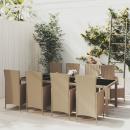 9-tlg. Garten-Essgruppe mit Kissen Poly Rattan Beige